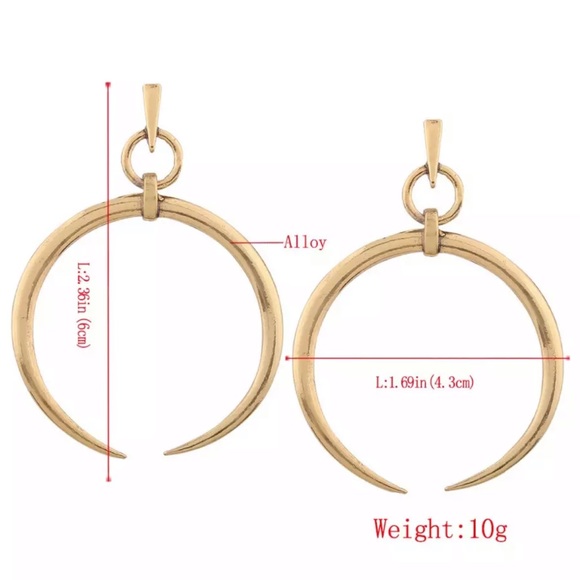 Vintage Gold Crescent Moon Drop Earrings - Picture 4 of 4